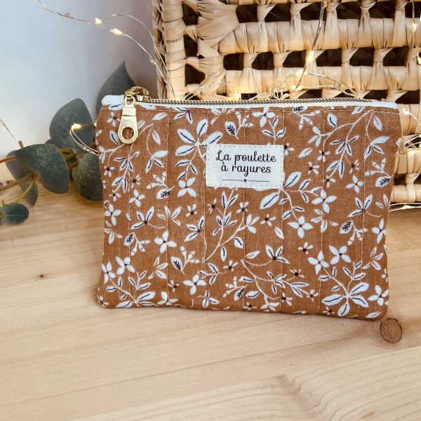 Pochette plate Mini Rikiki ocre motif floral